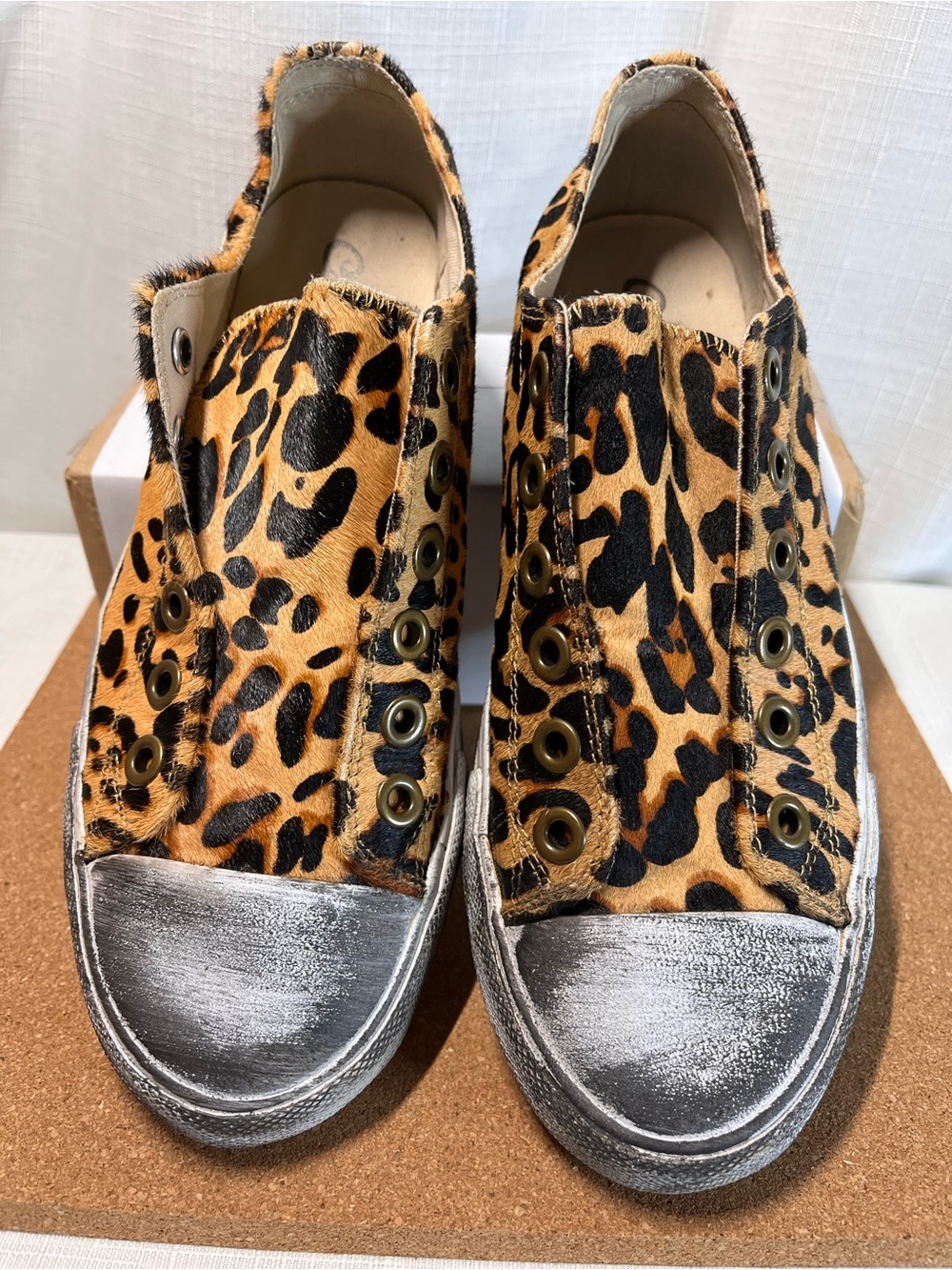 Naughty Monkey Leopard Pony Hair Sneakers • Size 8 ✅REAL 100% DYED PONY HAIR